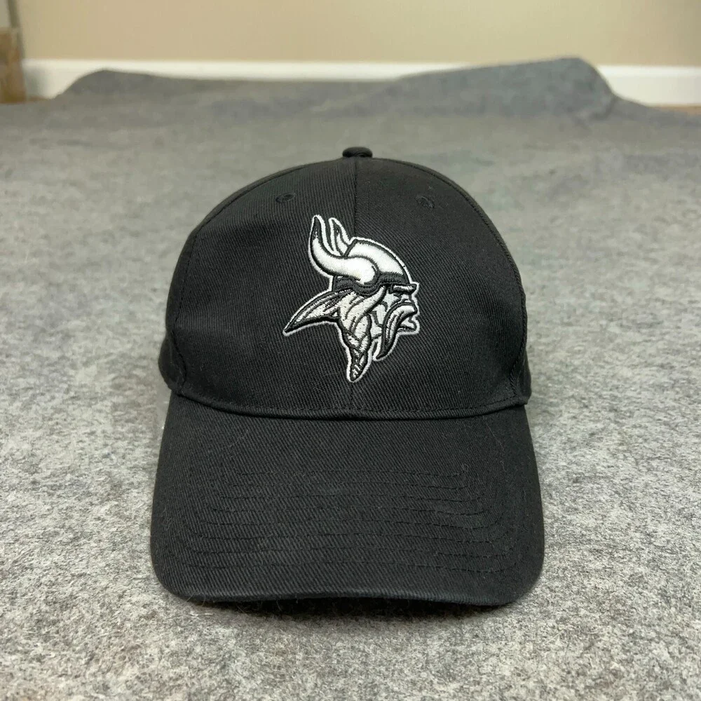 Minnesota Vikings Men Hat Strap Back Black White Logo Football NFL Sports Cap
